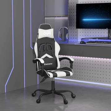 vidaXL Gamestoel draaibaar kunstleer zwart en wit, Verzenden, Nieuw, Wit