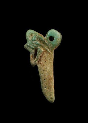 Oude Egypte, late periode Faience Nehebkau-amuleet (Zonder, Antiek en Kunst