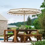 Parasol Ø 270 cm – Parasol met Kantelhoek in het Grijs + Wit, Tuin en Terras, Parasols, Verzenden, Nieuw, Verstelbaar