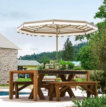 Parasol Ø 270 cm – Parasol met Kantelhoek in het Grijs + Wit, Verzenden, Nieuw, Verstelbaar