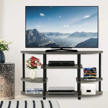 Furinno Jaya hoek-tv-meubel tot 46 inch Franse eik/zwart, Verzenden, Nieuw