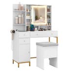 LIVSK Kaptafelset met Verlichte Spiegel - Oplaadstation met, Huis en Inrichting, Tafels | Salontafels, Verzenden, Nieuw