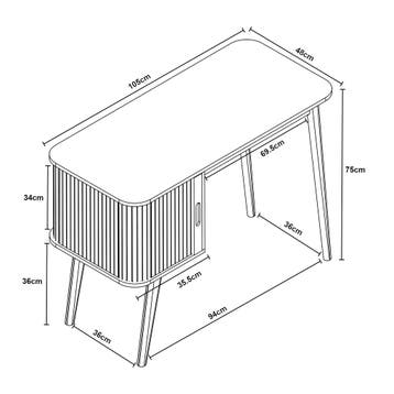 Bureau Tysvær 75x105x48 cm naturel en cremewit [en.casa], Verzenden, Nieuw