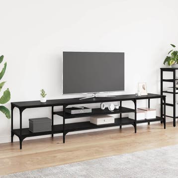vidaXL TV-kast Zwart Eiken 201 x 35 x 45 cm Gemonteerd hout, Huis en Inrichting, Kasten | Televisiemeubels, Minder dan 50 cm, Verzenden