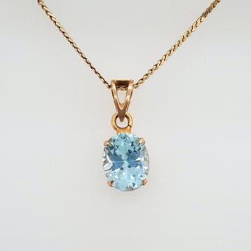 Ketting met hanger - 14 karaat Geel goud - Blauwe