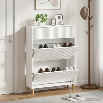 vidaXL Schoenenkast ARNHEM 78 x 24 x 103 cm Bewerkt hout Wit, Verzenden, Nieuw