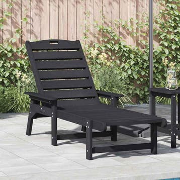 vidaXL Ligstoel Zwart HDPE, Verzenden, Nieuw