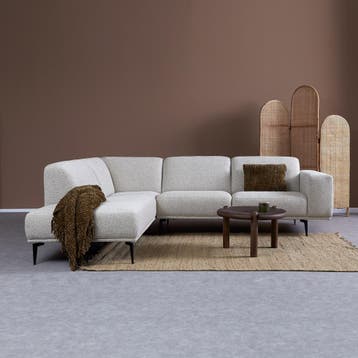 *WOONWINKEL* Moderne Hoekbank Beige Ottomane Links, Verzenden, Nieuw
