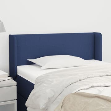 vidaXL Hoofdbord met randen 103x16x78/88 cm stof blauw, Verzenden, Nieuw, Blauw, Stof