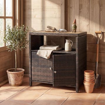 Wicker tuinkast Monscia, WPC-lamellen in houtlook - bruin, Tuin en Terras, Verzenden, Nieuw