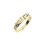 Vintage gouden ring met meander patroon, Gebruikt, Overige kleuren, 19 tot 20, Ophalen of Verzenden
