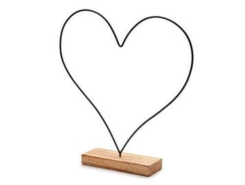 Metalen frame Hart op houten voet Zwart ca. 44 cm, Ophalen of Verzenden, Nieuw