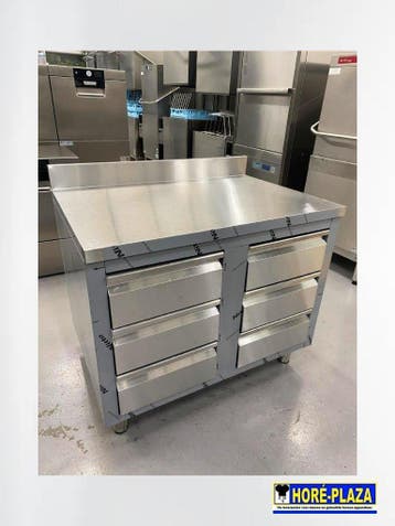 Horeca werkbank RVS 1000 x 700 mm | 6 lades (Demo), Nieuw zonder verpakking, RVS Meubilair