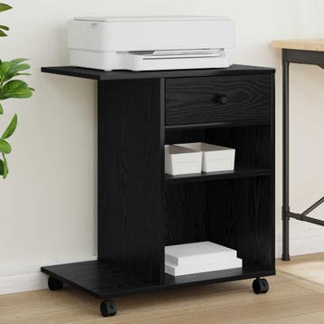 vidaXL Printerstand Effen Zwart Eiken 60 x 40 x 68.5 cm, Computers en Software, Printers, Verzenden, Nieuw