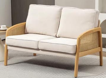Chenille 2-Zitsbank - Beige Stoffen Bank voor elke Woonkamer, Verzenden, Nieuw
