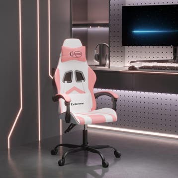 vidaXL Gamestoel kunstleer wit en roze, Verzenden, Nieuw, Roze