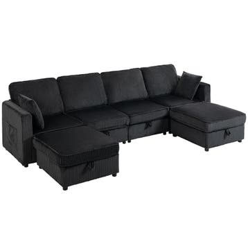 Ecksofa 4-Sitzer U-Form Sofa Mit Stauraum-Ottomane, 306 Cm E, Verzenden, Nieuw