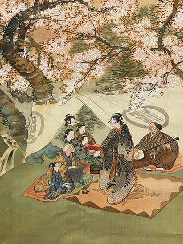 Japanse kersenbloesem Hanami hangende rol - Japan - 20e eeuw, Antiek en Kunst