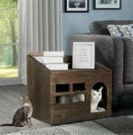 Houten Kattenhuis 2-in-1 –Bijzettafel en Huisdierbed met Kus, Verzenden, Nieuw