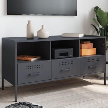 vidaXL Tv-meubel 100,5x39x50,5 cm staal antracietkleurig, Huis en Inrichting, Kasten | Televisiemeubels, Verzenden, Nieuw, Metaal