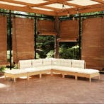 vidaXL 7-delige Loungeset met crèmekleurige kussens, Verzenden, Nieuw, 7 zitplaatsen, Loungeset
