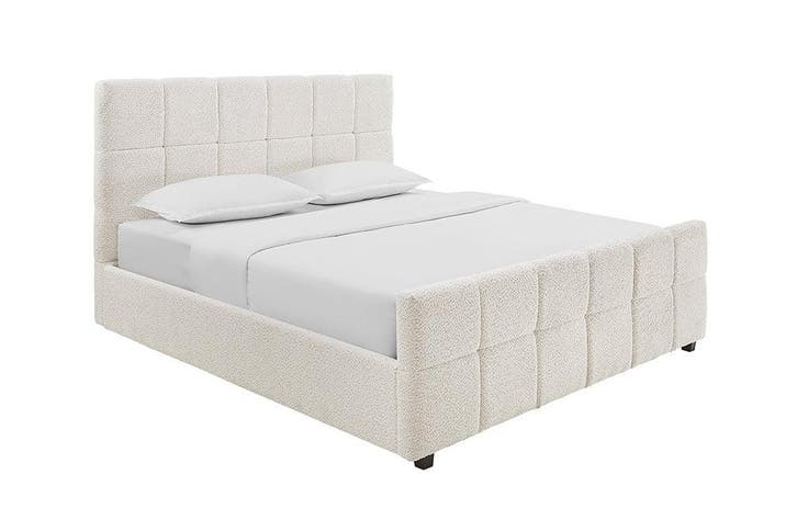 Bed PRESTIGE 180x200cm crèmekleurig bouclé met opbergruimte, Huis en Inrichting, Slaapkamer | Bedden, Ophalen of Verzenden