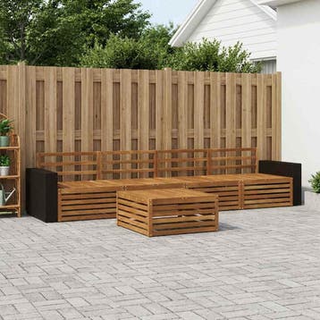 vidaXL Buiten bankenset 5 st Naturel Massief Acaciahout, Verzenden, Nieuw