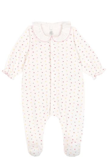 Petit Bateau Fluwelen babypyjama met kraag en hartjesprint, Ophalen of Verzenden, Nieuw