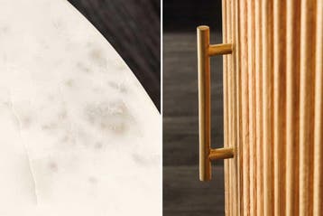 Ronde salontafel TRES CHIC 60 cm wit marmer bruin mangohout, Huis en Inrichting, Tafels | Salontafels, Ophalen of Verzenden, Nieuw