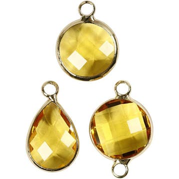 Sieradenhanger, H: 15-20 mm, gatgrootte 2 mm, geel, 1 doos, Hobby en Vrije tijd, Kralen en Sieraden maken, Nieuw