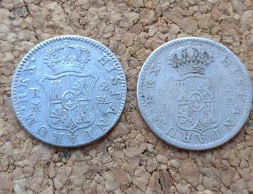 Spanje. 2 Reales 1778-1800 Madrid (2 coins) (Zonder