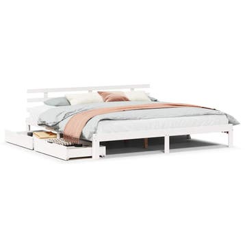 vidaXL Bedframe met lades massief grenenhout wit 200x200 cm, Verzenden, Wit, Overige maten, 200 cm