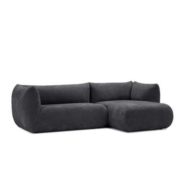 Loungebank Veendam - loungebanken - Antraciet, Nieuw, 125 tot 150 cm, Stof, 250 tot 300 cm
