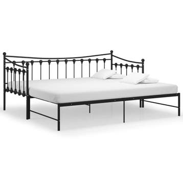 Uitschuifbaar bed 90x200 - Industrieel | Laatste Stuk!, Huis en Inrichting, Zwart, Tweepersoons, Ophalen of Verzenden, Zo goed als nieuw