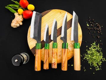 Keukenmes - Kitchen knife set - 572 - Staal, Hout,