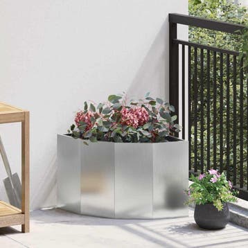 vidaXL Hoek Plantbak zilver 45 x 45 x 35 cm Verzinkt staal, Tuin en Terras, Verzenden, Minder dan 60 cm, Nieuw, Metaal