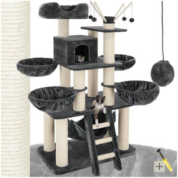 Krabpaal Gismo 195cm - grijs/wit, Dieren en Toebehoren, Katten-accessoires, Verzenden, Nieuw