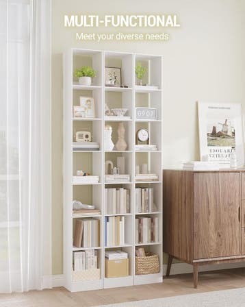 Boekenkast - Boekenrek - Wandkast - 214x30x24 cm - Wit - Hzu, Verzenden, Zo goed als nieuw