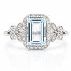 Zonder minimumprijs - Ring Platina - 1.33ct. tw. Aquamarijn, Sieraden, Tassen en Uiterlijk, Ringen, Nieuw