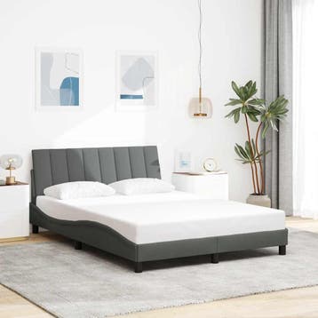 vidaXL Bedframe zonder matras Hanko stof donkergrijs, Verzenden, Nieuw, Tweepersoons, 140 cm
