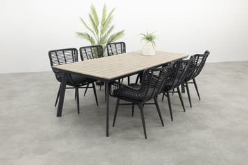 Jasmine/Vigo 230 cm. tuinset 7-delig, Tuin en Terras, Tuinsets en Loungesets, Verzenden, Nieuw, Wicker, Tuinset