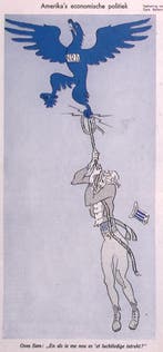 Spotprent over Amerikas economische politiek (lijst optie), Verzenden