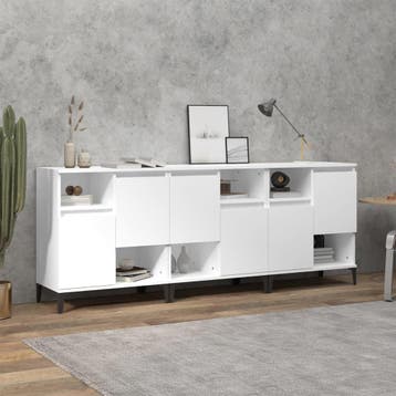 vidaXL Dressoirs 3 st 60x35x70 cm bewerkt hout wit, Verzenden, Nieuw, Overige houtsoorten, Minder dan 50 cm