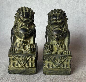 Paar Foo Dogs - Brons - China (Zonder minimumprijs), Antiek en Kunst