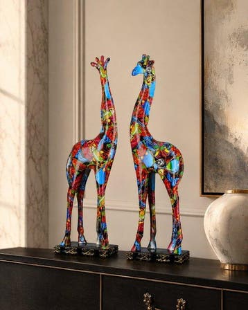 Oliver Klapp (XX) - sculptuur, Set van 2 handbeschilderde