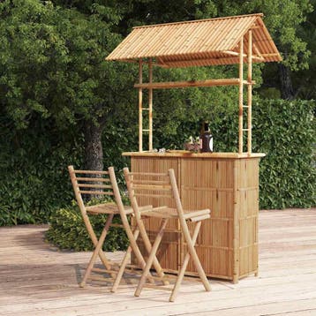 vidaXL 3-delige Barset bamboe, Verzenden, Nieuw, Hout