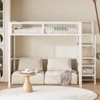 Hoogbed 140x200 cm met Ladder, Metalen Frame en Opbergruimte, Huis en Inrichting, Slaapkamer | Bedden, Verzenden, Nieuw