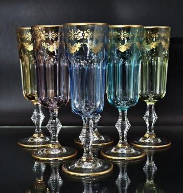 Artemisia - Champagne fluitje - Kristal, gouden zecchino -