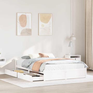 vidaXL Bedframe zonder matras massief grenenhout wit 120x200, Verzenden, Wit, Nieuw, Twijfelaar