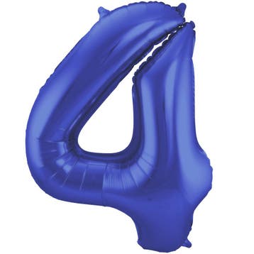 Folie Ballon cijfer 4 Metallic Blauw 86 cm, Verzenden, Nieuw, Feestartikel, Verjaardag